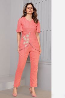 Picture of Splendid Coral Designer Co-Ord Set for Party