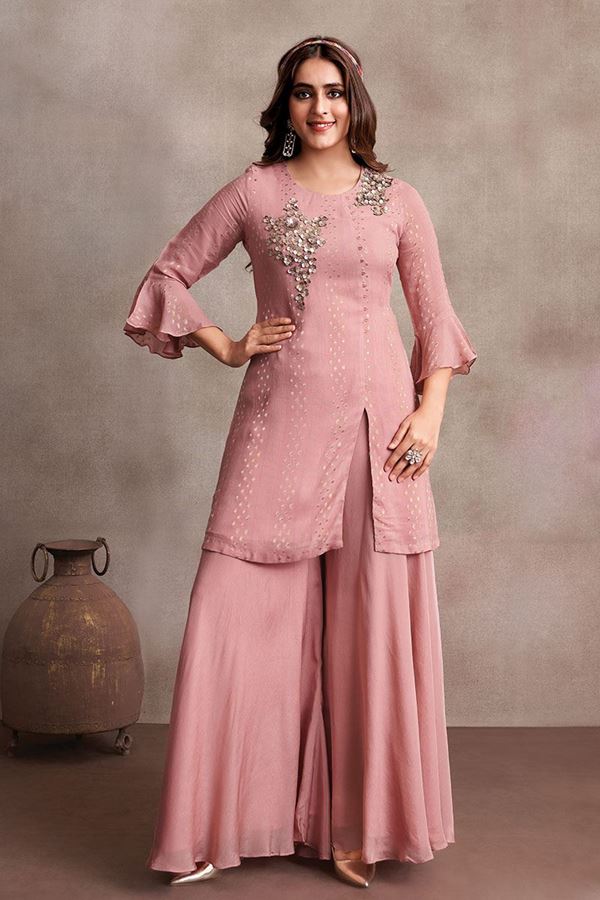 Picture of Fascinating Peach Designer Palazzo Suit for Party and Festivals