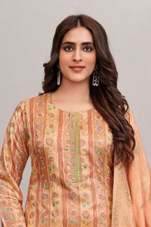 Picture of Enticing Peach Designer Straight Cut Suit for Party and Festivals