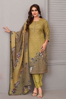 Picture of Artistic Mustard Designer Straight Cut Suit for Haldi, Party and Festivals