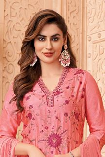 Picture of Attractive Pink Designer Straight Cut Suit for Party and Festivals