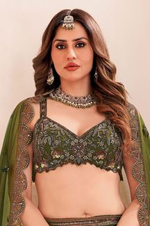 Picture of Glamorous Mehendi Designer Indo-Western Lehenga Choli for Mehendi and Reception