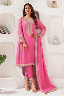 Picture of Captivating Pink Designer Straight Cut Suit for Party and Festivals