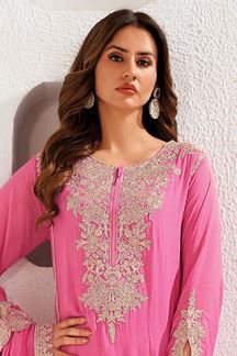 Picture of Captivating Pink Designer Straight Cut Suit for Party and Festivals