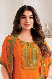 Picture of Heavenly Orange Designer Gharara Suit for Engagement, Wedding, Reception, Party and Festivals