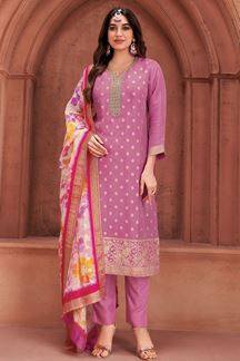 Picture of Flawless Lilac Designer Straight Cut Suit for Party and Festivals