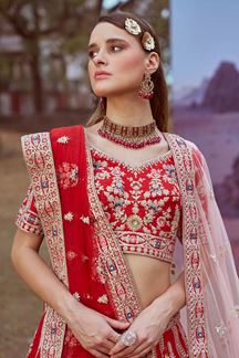 Picture of Captivating Red Designer Bridal Lehenga Choli for Wedding and Reception