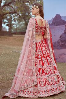 Picture of Captivating Red Designer Bridal Lehenga Choli for Wedding and Reception