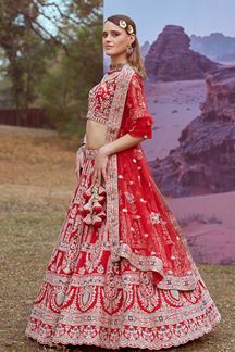 Picture of Captivating Red Designer Bridal Lehenga Choli for Wedding and Reception