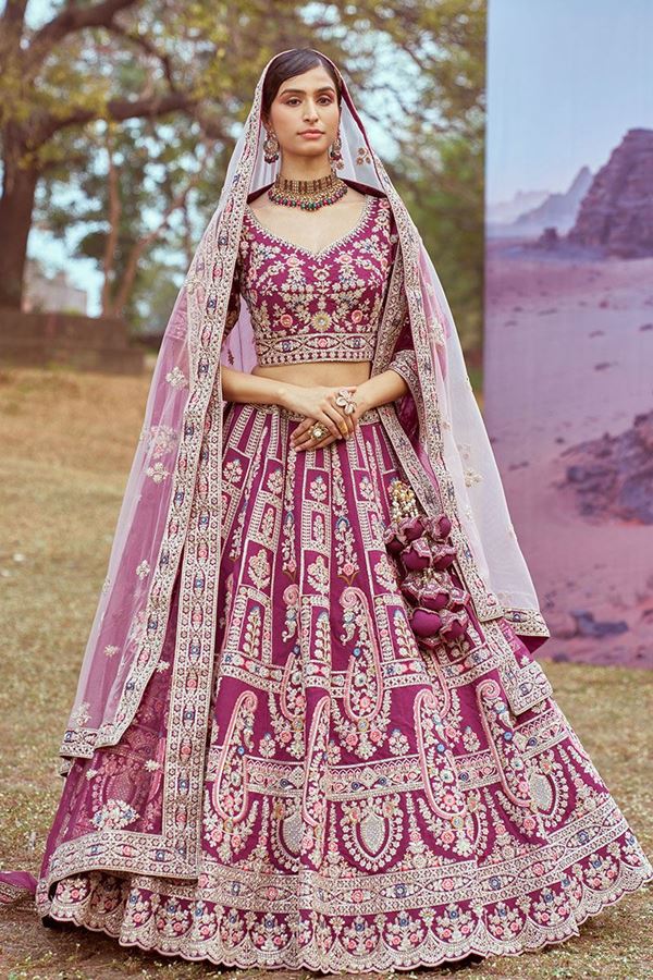 Picture of Exuberant Purple Designer Bridal Lehenga Choli for Wedding and Reception