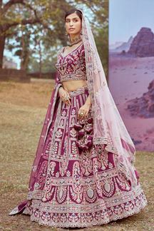 Picture of Exuberant Purple Designer Bridal Lehenga Choli for Wedding and Reception