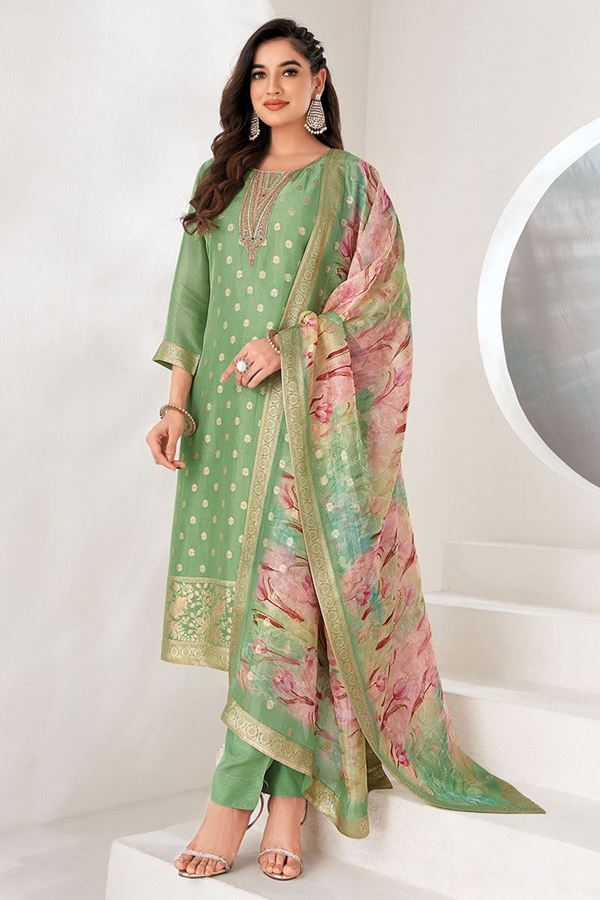 Picture of Marvelous Sea Green Designer Straight Cut Suit for Party and Festivals