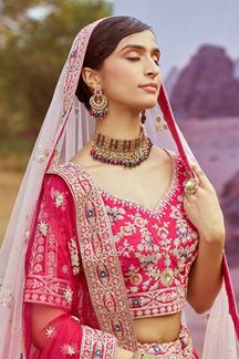 Picture of Charismatic Pink Designer Bridal Lehenga Choli for Wedding and Reception