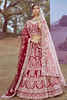 Picture of Smashing Maroon Designer Bridal Lehenga Choli for Wedding and Reception