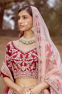 Picture of Smashing Maroon Designer Bridal Lehenga Choli for Wedding and Reception