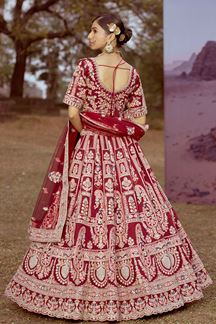 Picture of Smashing Maroon Designer Bridal Lehenga Choli for Wedding and Reception