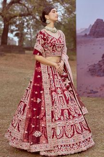 Picture of Smashing Maroon Designer Bridal Lehenga Choli for Wedding and Reception