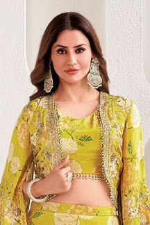 Picture of Delightful Lemon Designer Palazzo Suit for Haldi and Party