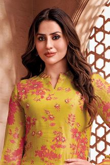 Picture of Irresistible Mustard Designer Palazzo Suit for Haldi and Party