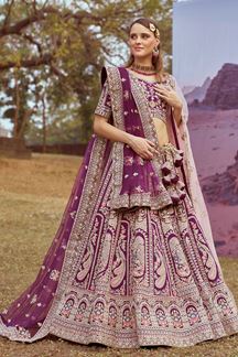 Picture of Fascinating Purple Designer Bridal Lehenga Choli for Wedding and Reception