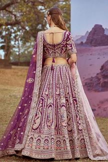 Picture of Fascinating Purple Designer Bridal Lehenga Choli for Wedding and Reception