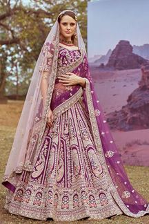 Picture of Fascinating Purple Designer Bridal Lehenga Choli for Wedding and Reception