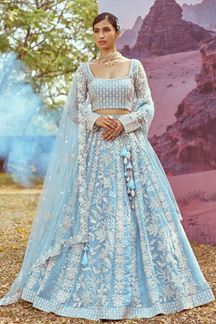 Picture of Mesmerizing Blue Designer Lehenga Choli for Engagement and Reception