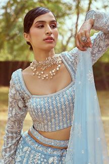 Picture of Mesmerizing Blue Designer Lehenga Choli for Engagement and Reception