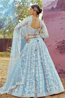 Picture of Mesmerizing Blue Designer Lehenga Choli for Engagement and Reception