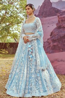 Picture of Mesmerizing Blue Designer Lehenga Choli for Engagement and Reception