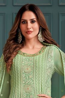 Picture of Smashing Sea Green Georgette Designer Anarkali Suit for Engagement, Party and Festivals