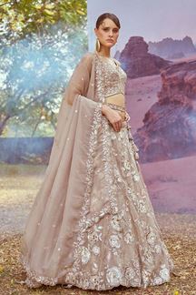 Picture of Pretty Beige Designer Indo-Western Lehenga Choli for Engagement and Reception