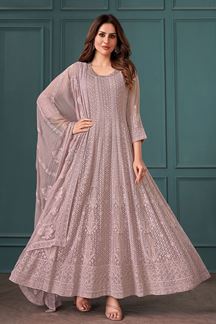 Picture of Aesthetic Light Onion Georgette Designer Anarkali Suit for Engagement, Party and Festivals