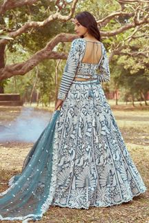 Picture of Surreal Teal Designer Wedding Lehenga Choli for Wedding and Reception