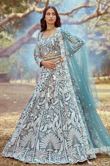 Picture of Surreal Teal Designer Wedding Lehenga Choli for Wedding and Reception