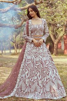 Picture of Aesthetic Rose Gold Designer Wedding Lehenga Choli for Wedding and Reception