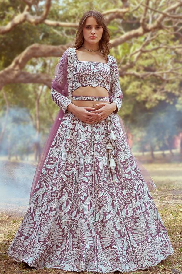 Picture of Enticing Lavender Designer Wedding Lehenga Choli for Wedding and Reception