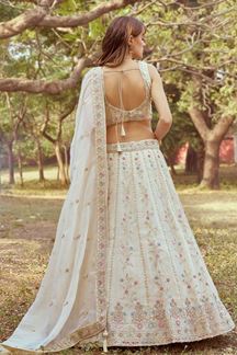 Picture of Irresistible Cream Designer Indo-Western Lehenga Choli for Engagement and Reception