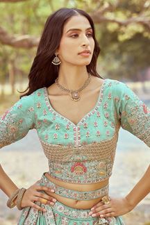 Picture of Lovely Sea Green Designer Bridal Lehenga Choli for Engagement, Wedding, and Reception