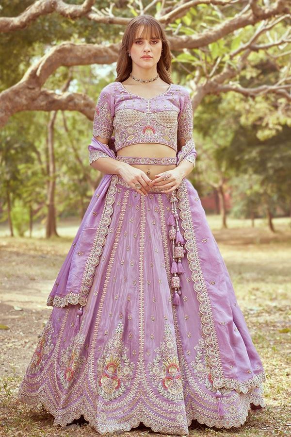 Picture of Charming Lavender Designer Bridal Lehenga Choli for Engagement, Wedding, and Reception