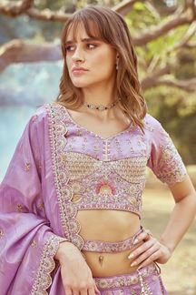 Picture of Charming Lavender Designer Bridal Lehenga Choli for Engagement, Wedding, and Reception