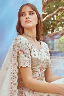 Picture of Trendy Cream Designer Bridal Lehenga Choli for Engagement, Wedding, and Reception