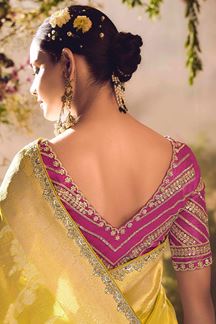 Picture of Royal Tissue Silk Designer Saree for Haldi and Wedding