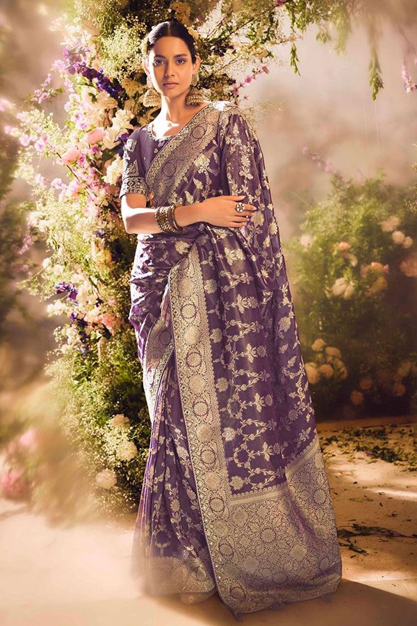 Picture of Aesthetic Tissue Silk Designer Saree for Wedding, Engagement, and Reception