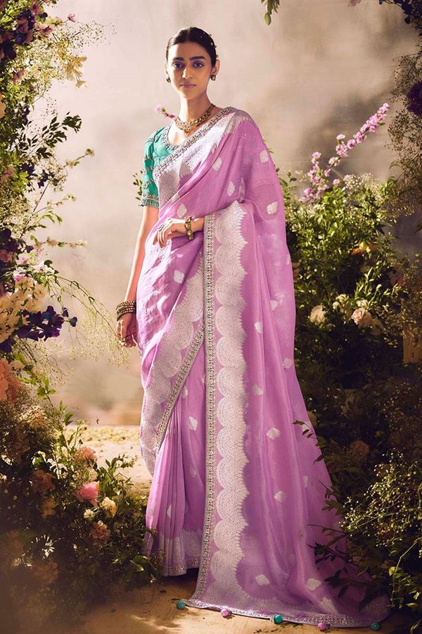 Picture of Enticing Tissue Silk Designer Saree for Engagement and Reception