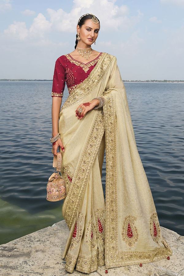 Picture of Breathtaking Pure Crepe Jacquard Saree for Party, Engagement and Reception