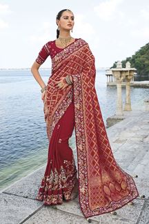 Picture of Gorgeous Blend of Pure Bandhej Silk and Dola Silk Saree for Wedding and Reception