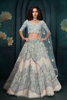 Picture of Exuberant Sky Blue Designer Lehenga Choli for Engagement and Reception