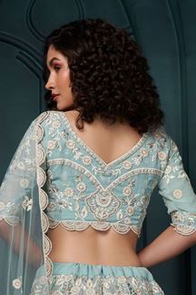 Picture of Exuberant Sky Blue Designer Lehenga Choli for Engagement and Reception