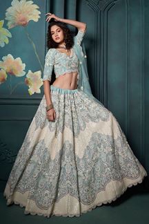 Picture of Exuberant Sky Blue Designer Lehenga Choli for Engagement and Reception